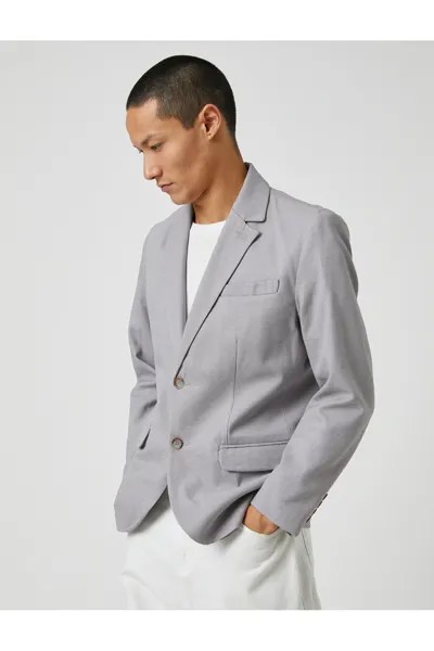 Базовый пиджак-пиджак с широким воротником и карманом на пуговицах Koton, серый