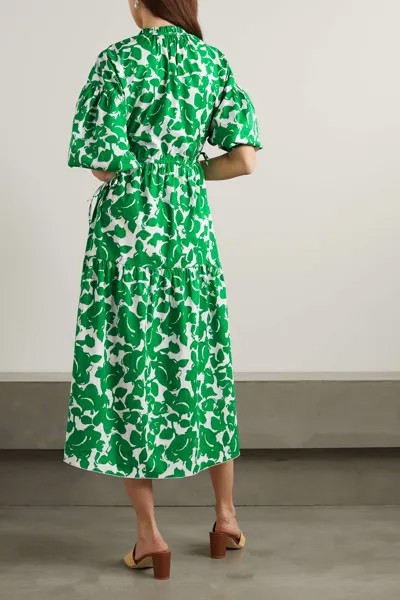 DIANE VON FURSTENBERG платье миди Artie из смесового хлопка с принтом, зеленый