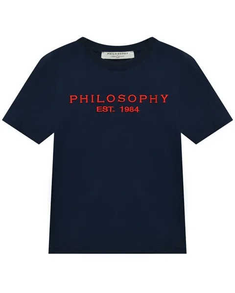 Футболка с вышитым красным лого Philosophy di Lorenzo Serafini Kids