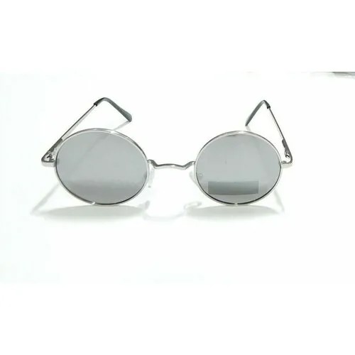 Солнцезащитные очки Polarized, круглые, оправа: металл, складные, с защитой от УФ, поляризационные, серебряный