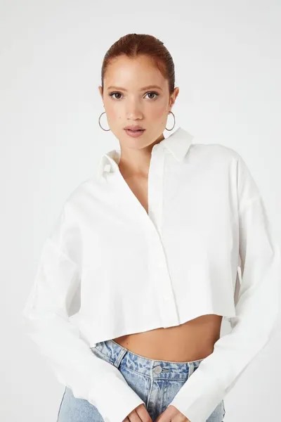 Переработанная укороченная рубашка Forever 21, белый