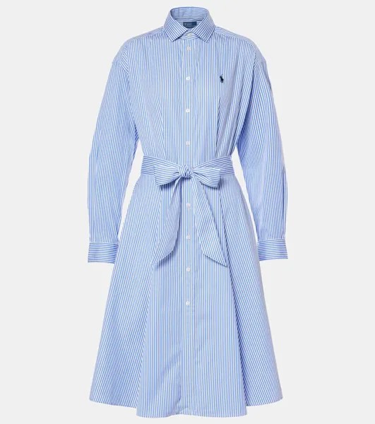 Платье-рубашка из полосатого хлопкового поплина Polo Ralph Lauren, цвет blue/white stripe
