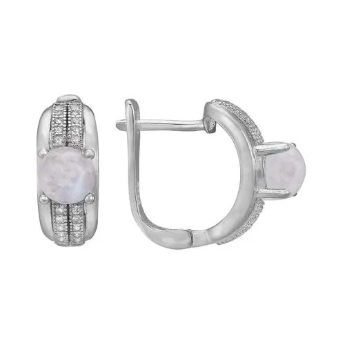 Серьги Серена-Сильвер, серебро, 925 проба, фианит, беломорит, белый
