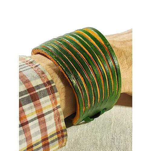 Славянский оберег, жесткий браслет, 1 шт., размер 18 см, размер one size, диаметр 6 см, желтый, зеленый