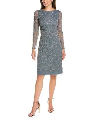 Aidan Mattox Коктейльное платье из бисера женское синее 4