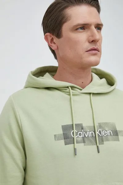 Хлопковая толстовка Calvin Klein, зеленый