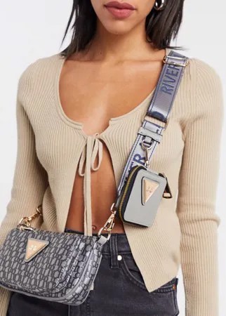 Серая жаккардовая сумка с монограммами River Island-Серый