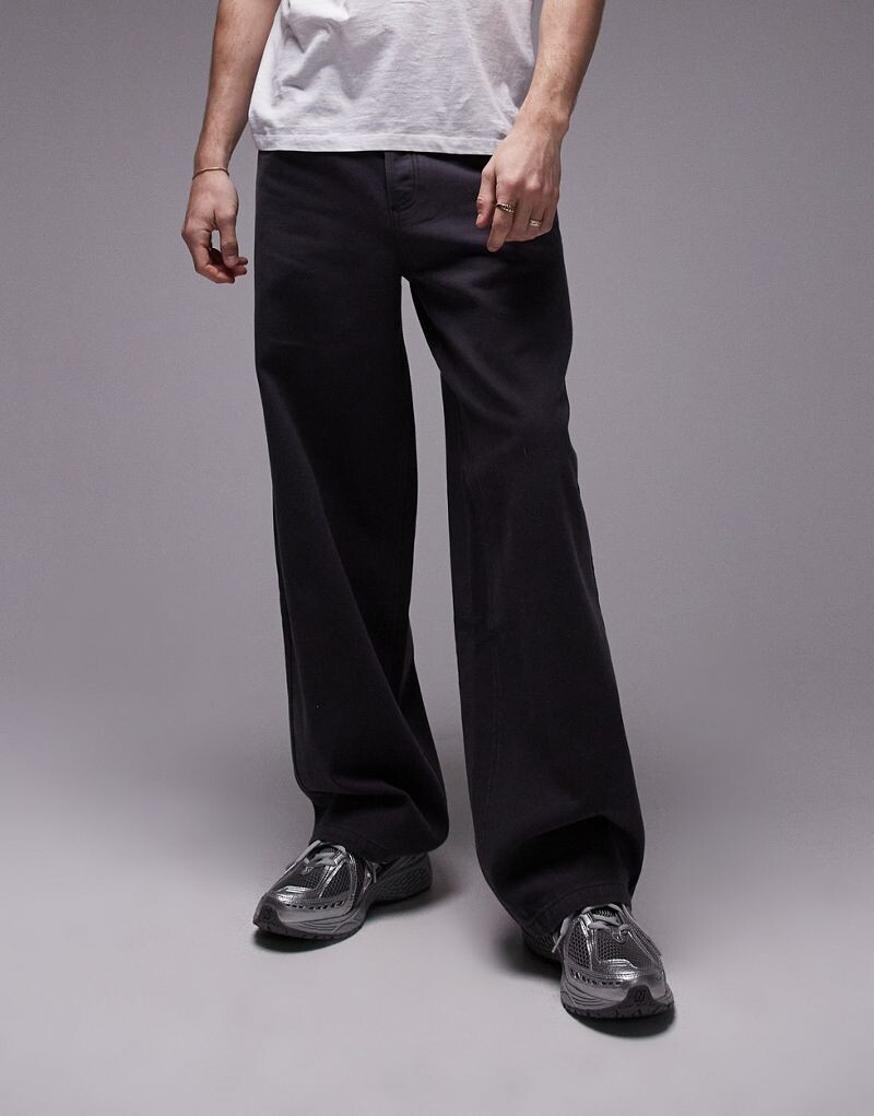 Угольно-серые свободные джинсы Topman