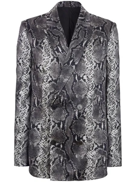 Balmain шелковый пиджак со змеиным принтом, серый