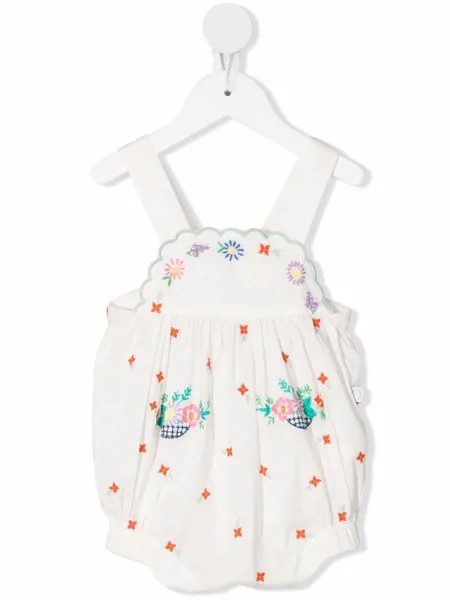 Stella McCartney Kids комбинезон с фестонами и цветочной вышивкой