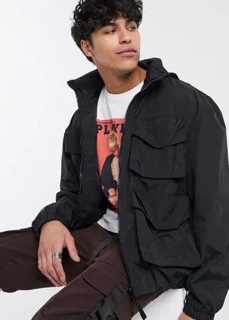 Черная куртка в стиле милитари с воротником-стойкой ASOS DESIGN-Черный цвет
