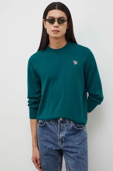 Хлопковый свитер PS Paul Smith, зеленый