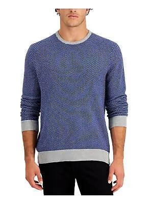 CLUBROOM Мужской вязаный свитер классического кроя с длинным рукавом темно-синего цвета с приподнятым рисунком L