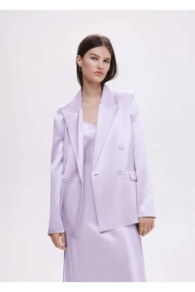 Атласный пиджак Mango, фиолетовый