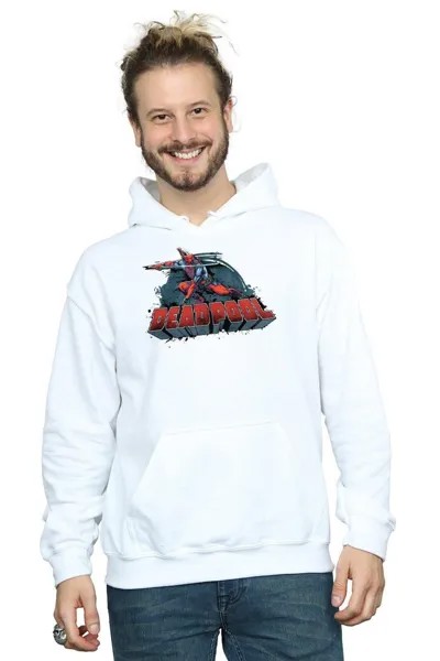 Толстовка с логотипом Deadpool Sword Marvel, белый