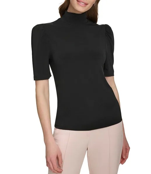 DKNY Рубашка из эластичного джерси с короткими рукавами и воротником-стойкой, черный