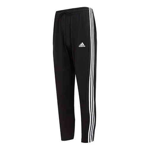 Спортивные штаны adidas Logo Essentials Single Jersey Tapered Open Hem 3-Stripes Pants, черный
