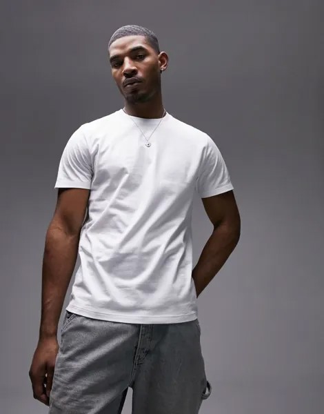Белая классическая футболка Topman