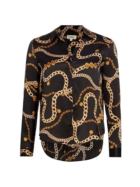 Шелковая рубашка Tyler Status L'Agence, цвет black gold classic chain