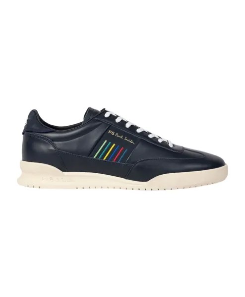 Темно кожаные кроссовки с эмалевой вставкой Paul Smith, черный