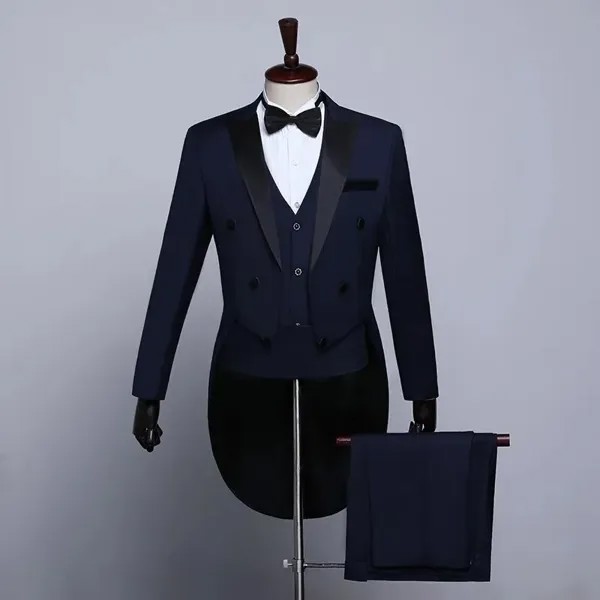 Мужской классический черный, белый, темно-синий смокинг, костюмы для мужчин, для вечерние НКИ, выпускного, банкета, сцены, 2018