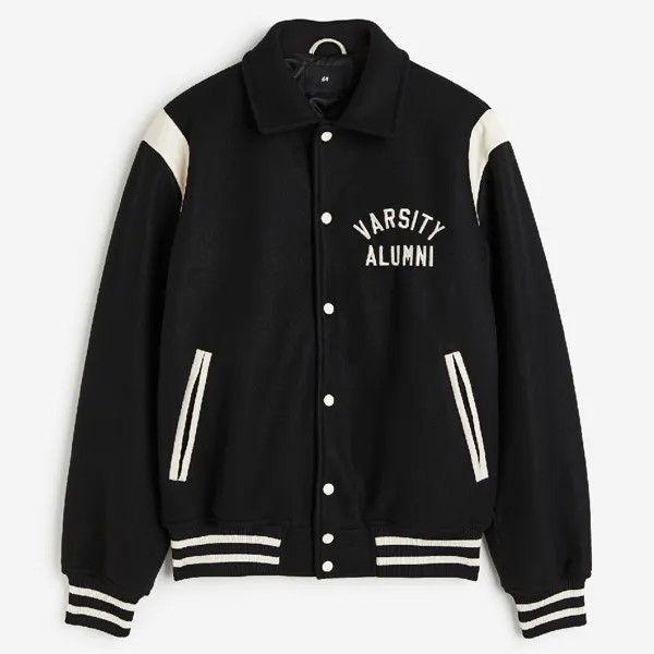 Куртка H&M Loose Fit Varsity Varsity Alumni, черный