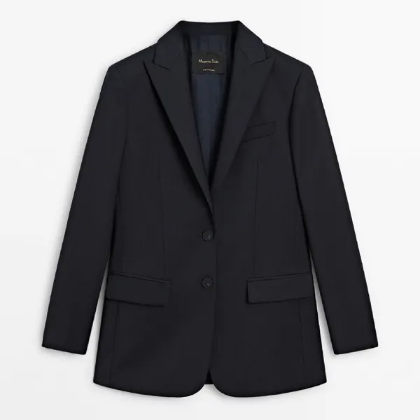 Пиджак Massimo Dutti Cool Wool Suit, темно-синий