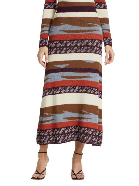 Трикотажная юбка миди с цветными блоками Intarisa Silvia Tcherassi, коричневый