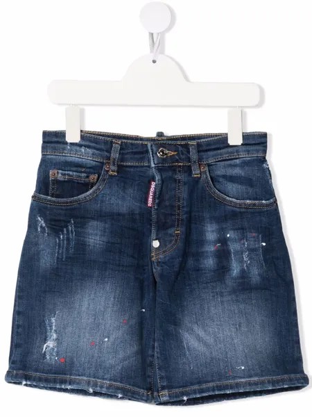 Dsquared2 Kids джинсовые шорты с эффектом потертости