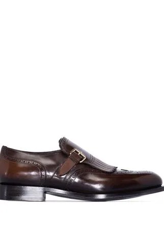 Santoni туфли монки с бахромой и пряжками