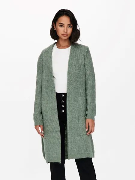 Кардиган ONLY Lange Stretch Strickjacke Mantel mit Taschen ONLJADE, зеленый