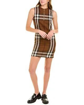 Женское мини-платье из смесовой шерсти в клетку Burberry, коричневое 2