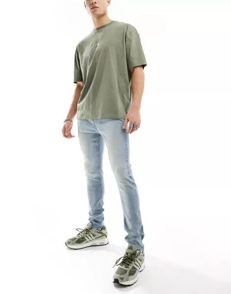 Голубые джинсы скинни ASOS