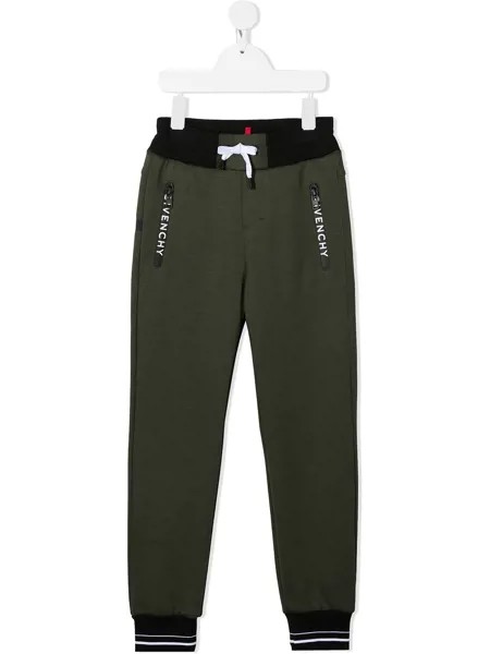 Givenchy Kids спортивные брюки в стиле колор-блок с логотипом