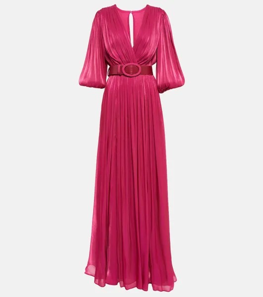 Плиссированное платье Mira из жоржета COSTARELLOS, розовый