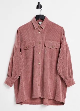 Розовая вельветовая куртка-рубашка навыпуск River Island-Розовый цвет