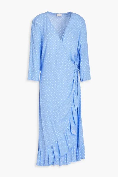 Платье миди из крепа с запахом в горошек By Malene Birger, светло-синий