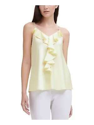 KARL LAGERFELD PARIS Женская желтая атласная блузка с v-образным вырезом и рюшами на бретельках S