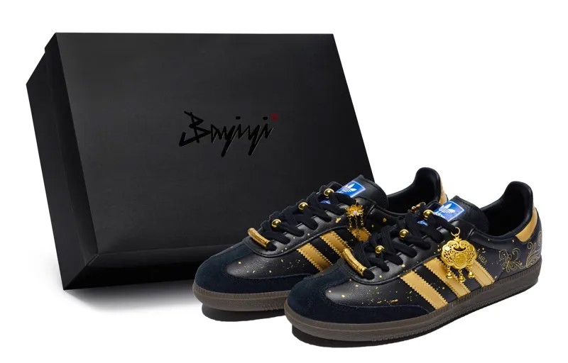Кроссовки adidas originals SAMBA OG Skateboarding Shoes Unisex Low-top Gold/black, черный/золотой