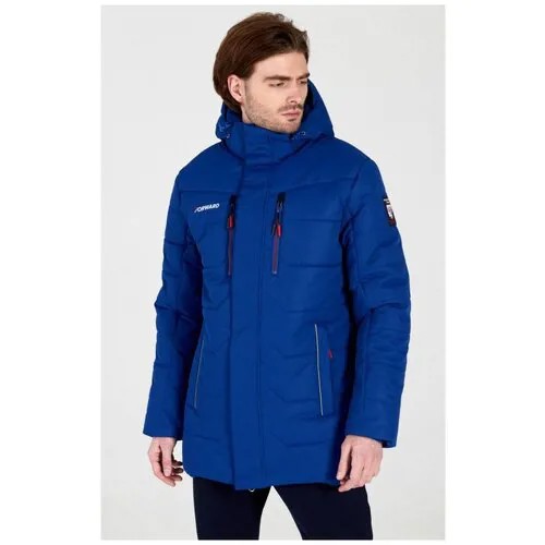 Куртка FORWARD демисезонная, силуэт прямой, подкладка, внутренний карман, капюшон, карманы, утепленная, размер XS, синий