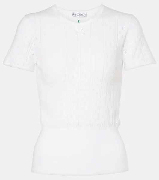 Топ из хлопка и кашемира с ажурным узором Jw Anderson, белый