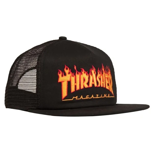 Кепка THRASHER Flame Logo Emb Mesh Cap Black 2023