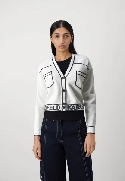 Кардиган SHORT LOGO CARDIGAN KARL LAGERFELD, белый