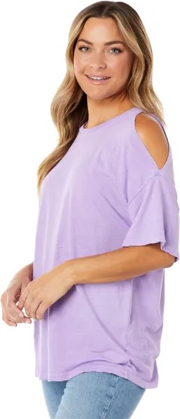 Футболка LAmade Split Shoulder Tee in Cotton Linen Jersey, цвет Iris