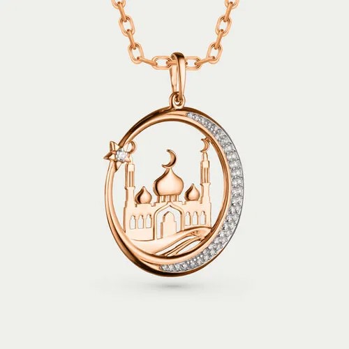 Подвеска GOLD CENTER, красное золото, 585 проба, фианит