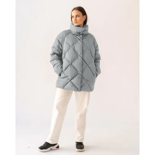 Куртка  Modress зимняя, средней длины, силуэт прямой, карманы, капюшон, размер 48, серый
