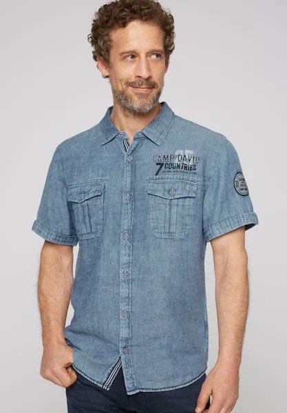 Рубашка INDIGO MIT STRUKTUR UND KLAPPENTASCHEN Camp David, цвет brave blue