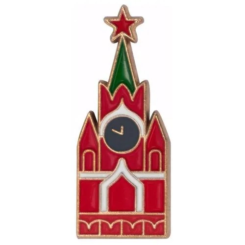 Значок металлический Кремль (Клипса, Бижутерный сплав, Красный) 55634