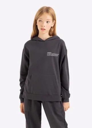 Серое худи oversize с принтом Aesthetics для девочки Gloria Jeans