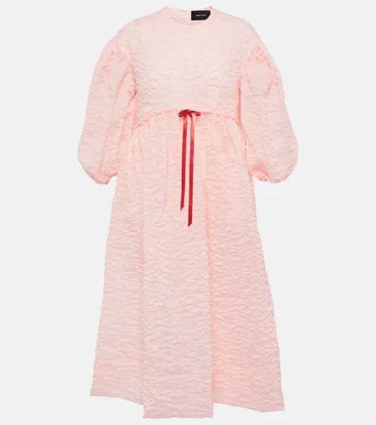 Платье миди из присборенного атласа SIMONE ROCHA, розовый